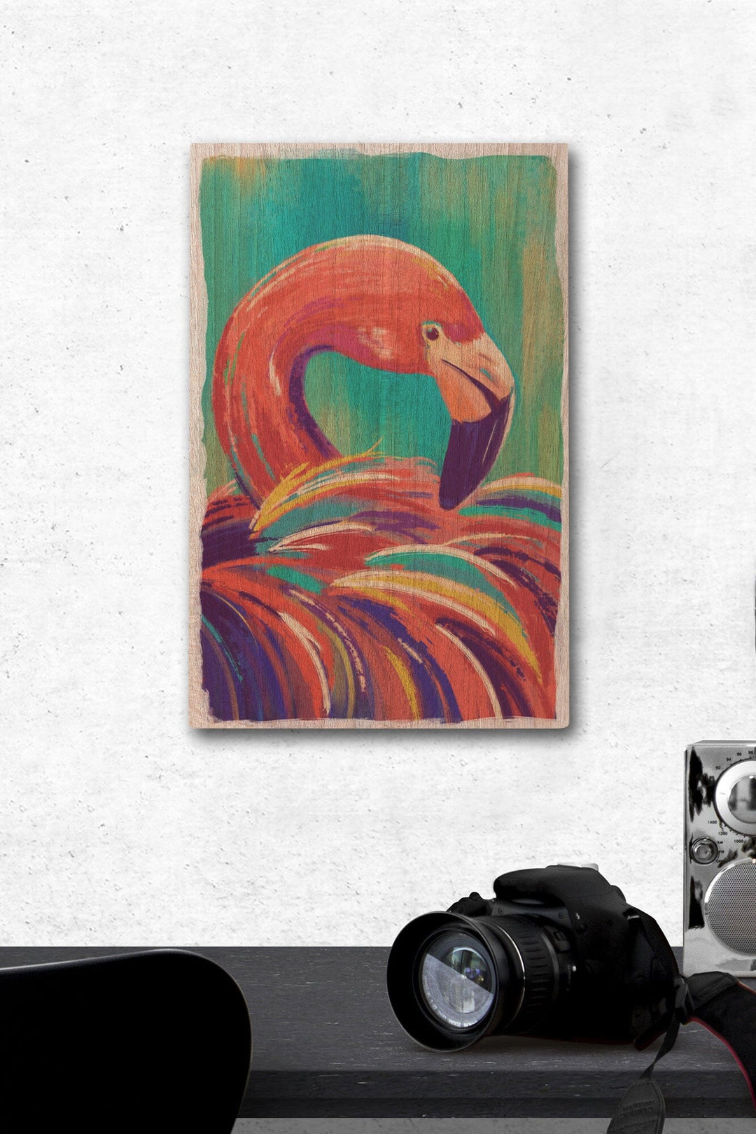 Flamingo, Vivid, Lantern Press Artwork, Wood Signs and Postcards Wood Lantern Press 12 x 18 Wood Gallery Print 