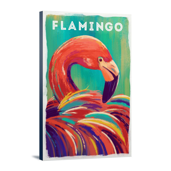 Flamingo, Vivid Series, Lantern Press Artwork, Stretched Canvas Canvas Lantern Press 12x18 Stretched Canvas 