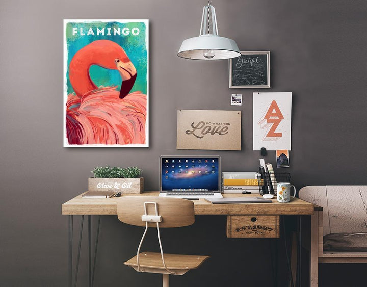 Flamingo, Vivid Series, Lantern Press Artwork, Stretched Canvas Canvas Lantern Press 