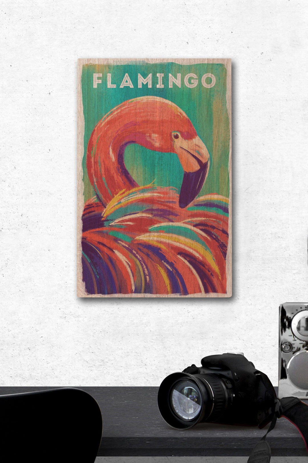 Flamingo, Vivid Series, Lantern Press Artwork, Wood Signs and Postcards Wood Lantern Press 12 x 18 Wood Gallery Print 