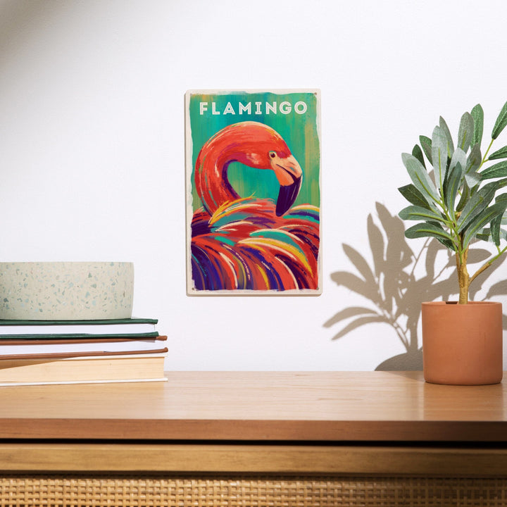Flamingo, Vivid Series, Lantern Press Artwork, Wood Signs and Postcards Wood Lantern Press 