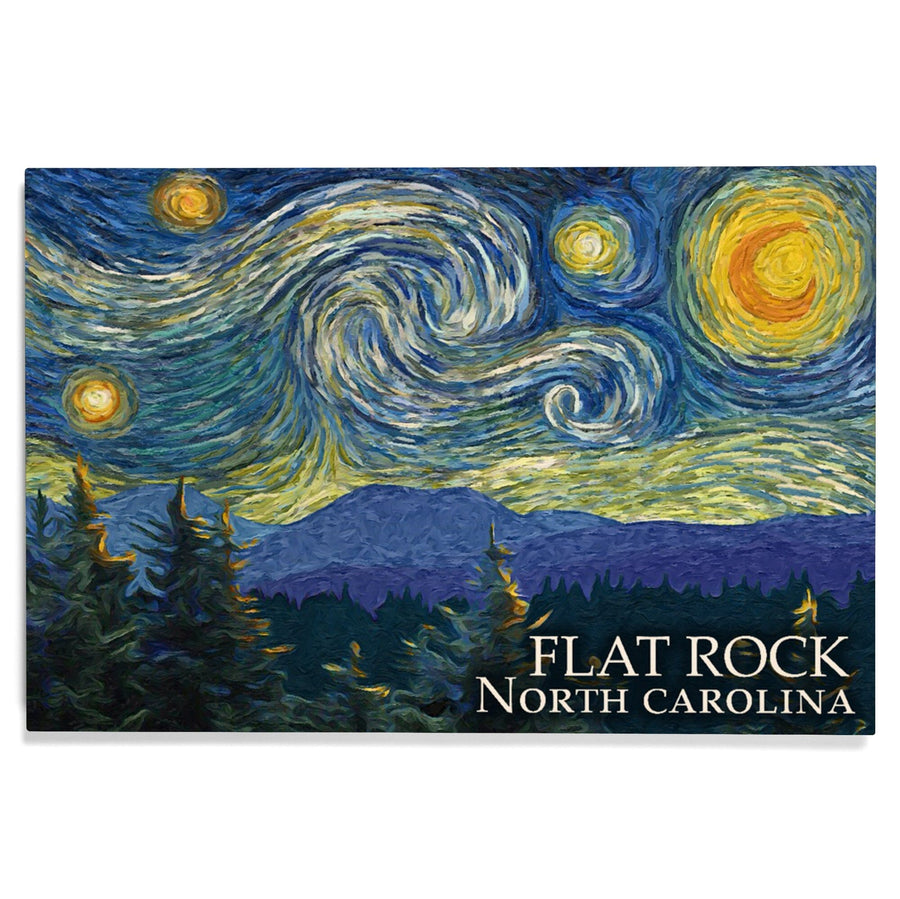 Flat Rock, North Carolina, Starry Night, Lantern Press Artwork, Wood Signs and Postcards Wood Lantern Press 