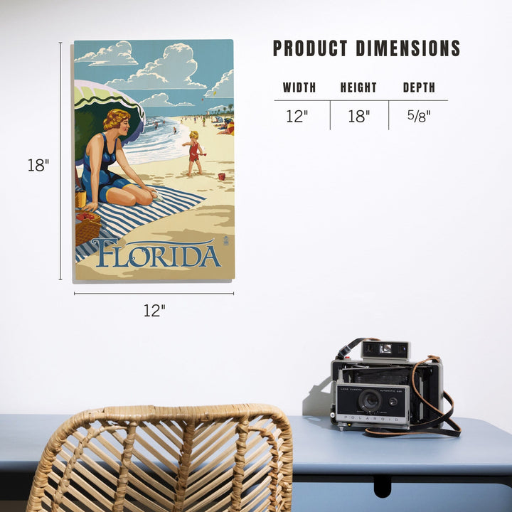 Florida, Beach Scene, Lantern Press Artwork, Wood Signs and Postcards Wood Lantern Press 