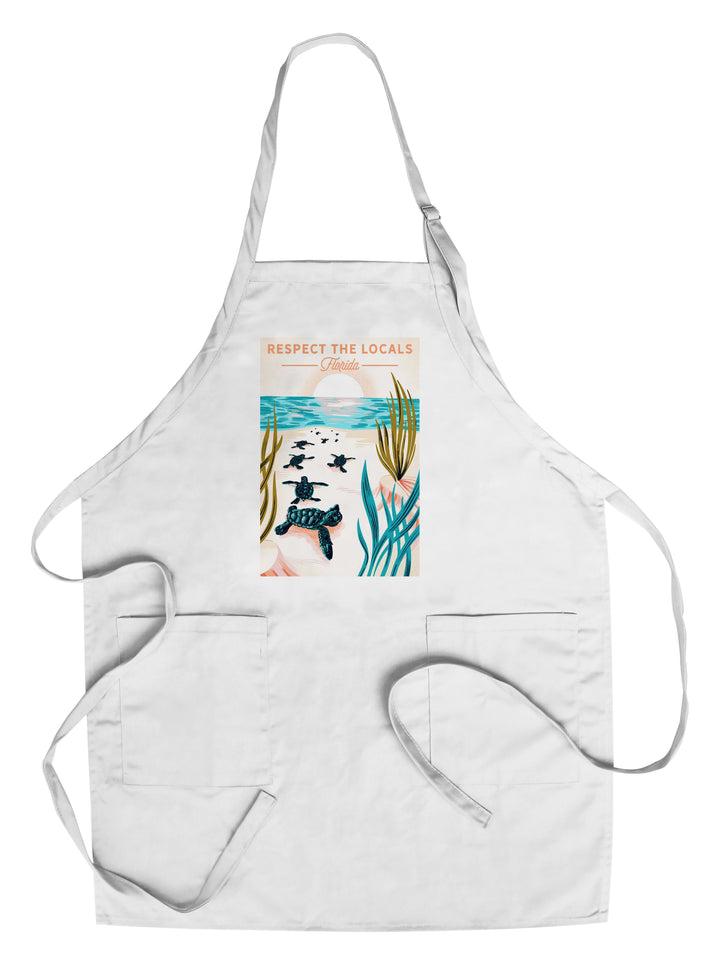 Florida, Courageous Explorer Collection, Turtle, Respect the Locals, Towels and Aprons Kitchen Lantern Press Chef's Apron 