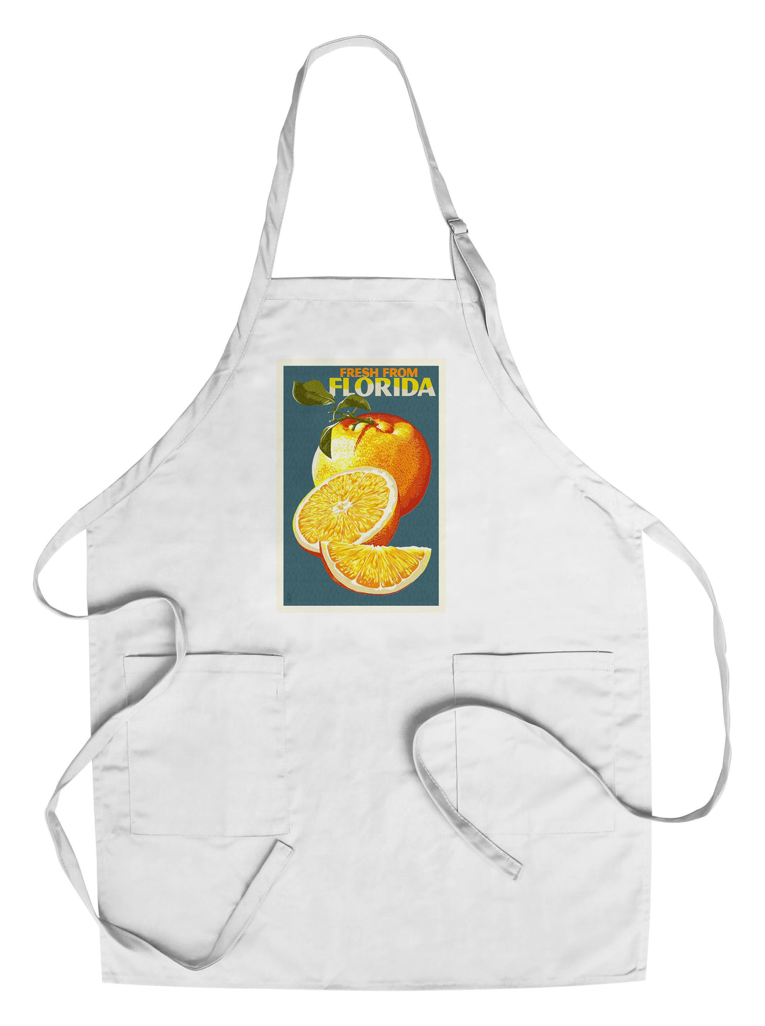 Florida, Fresh Oranges, Letterpress, Lantern Press Poster, Towels and Aprons Kitchen Lantern Press Chef's Apron 