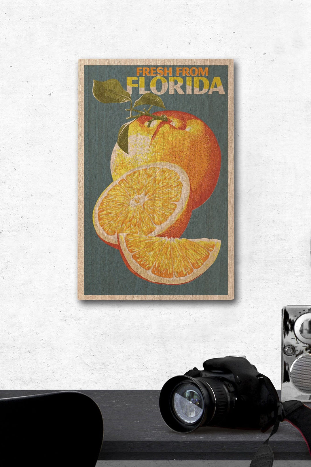 Florida, Fresh Oranges, Letterpress, Lantern Press Poster, Wood Signs and Postcards Wood Lantern Press 12 x 18 Wood Gallery Print 
