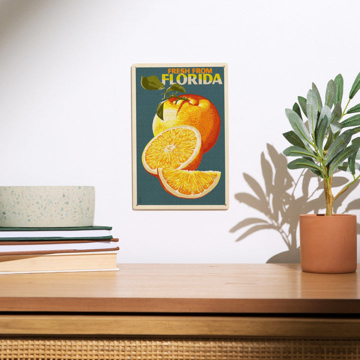 Florida, Fresh Oranges, Letterpress, Lantern Press Poster, Wood Signs and Postcards Wood Lantern Press 