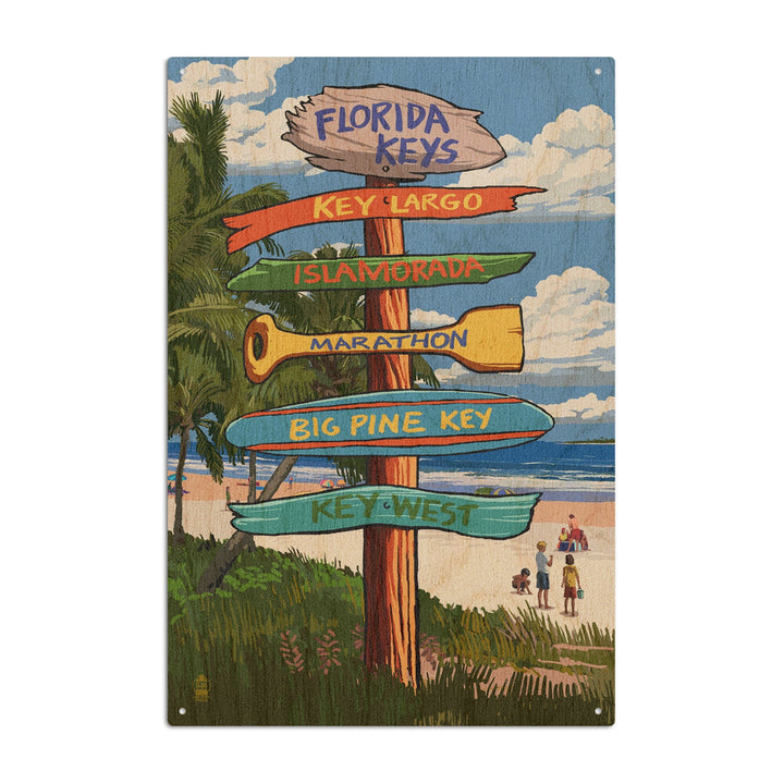Florida Keys, Destinations Sign, Lantern Press Artwork, Wood Signs and Postcards Wood Lantern Press 10 x 15 Wood Sign 
