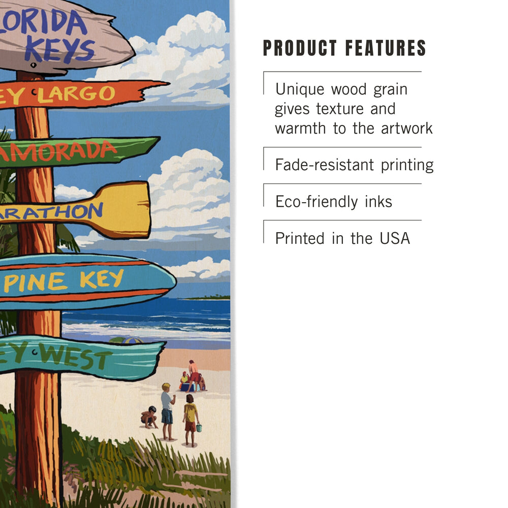 Florida Keys, Destinations Sign, Lantern Press Artwork, Wood Signs and Postcards Wood Lantern Press 