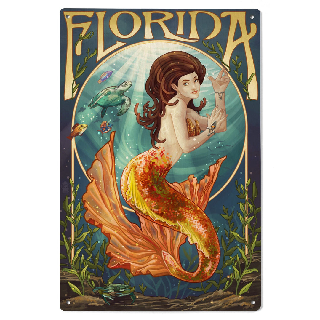 Florida, Mermaid, Lantern Press Artwork, Wood Signs and Postcards Wood Lantern Press 