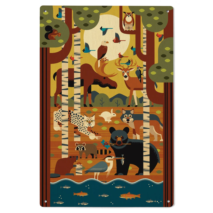 Forest Animals, Geometric, Lantern Press Artwork, Wood Signs and Postcards Wood Lantern Press 