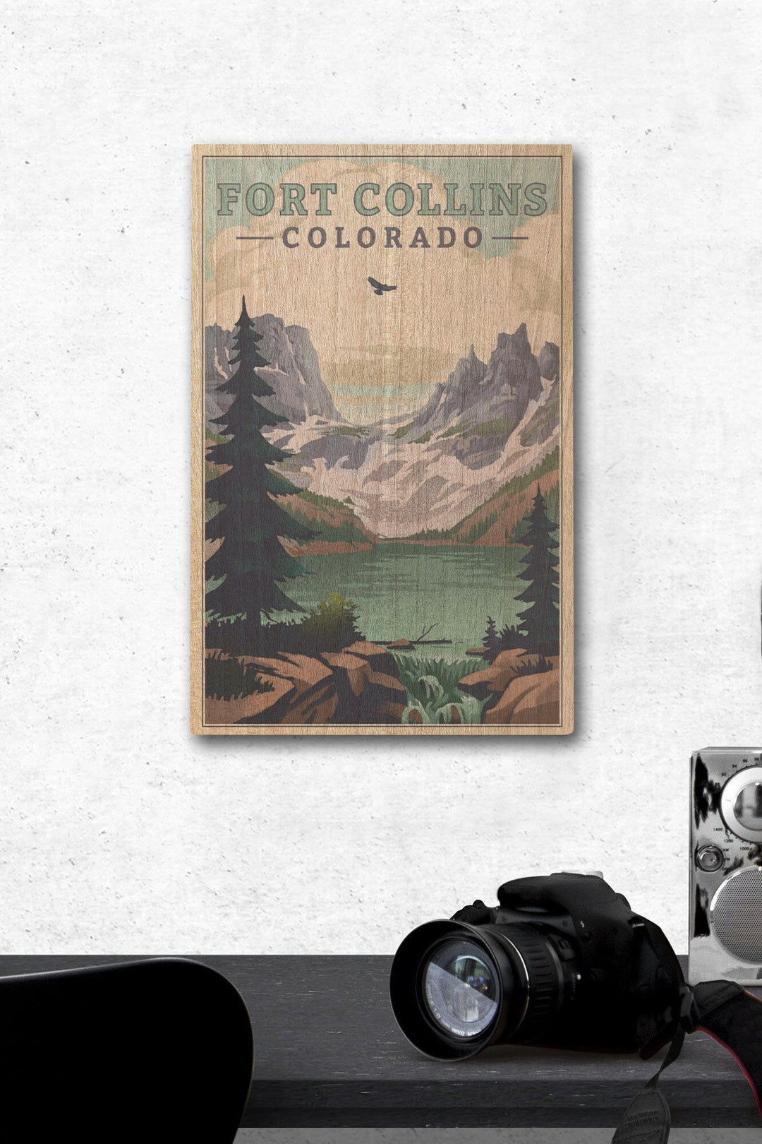 Fort Collins, Colorado, Lake, Lithograph, Lantern Press Artwork, Wood Signs and Postcards Wood Lantern Press 12 x 18 Wood Gallery Print 