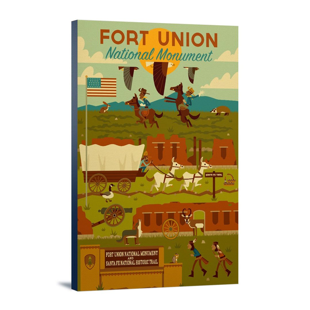 Fort Union National Monument, New Mexico, Geometric, Lantern Press Artwork, Stretched Canvas Canvas Lantern Press 12x18 Stretched Canvas 