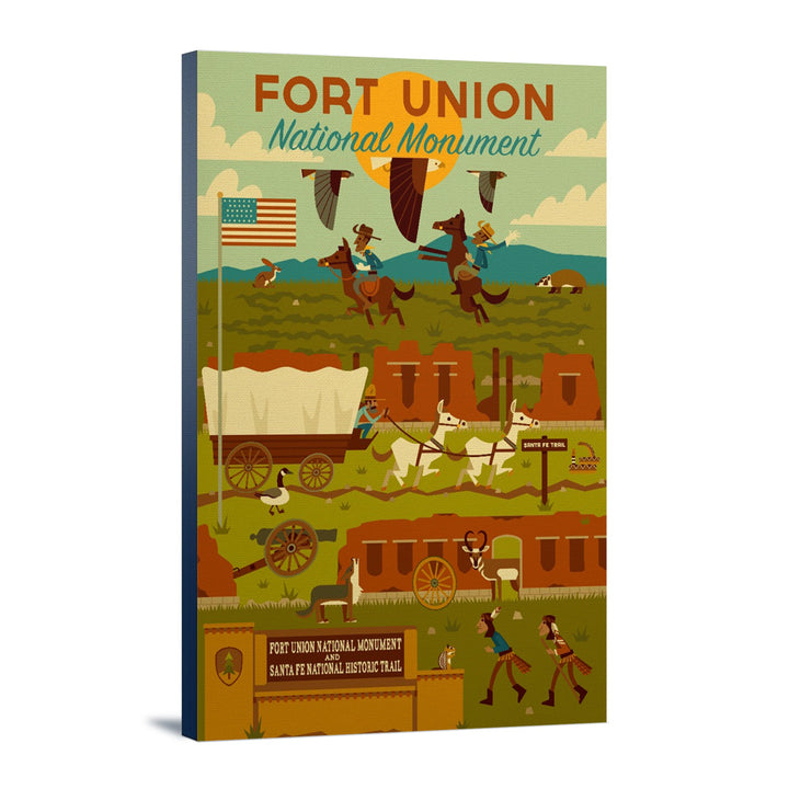 Fort Union National Monument, New Mexico, Geometric, Lantern Press Artwork, Stretched Canvas Canvas Lantern Press 16x24 Stretched Canvas 