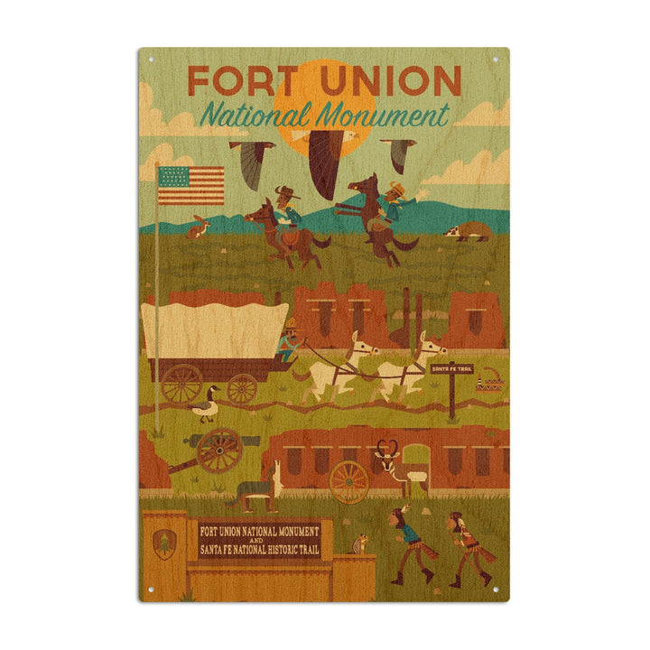 Fort Union National Monument, New Mexico, Geometric, Lantern Press Artwork, Wood Signs and Postcards Wood Lantern Press 6x9 Wood Sign 