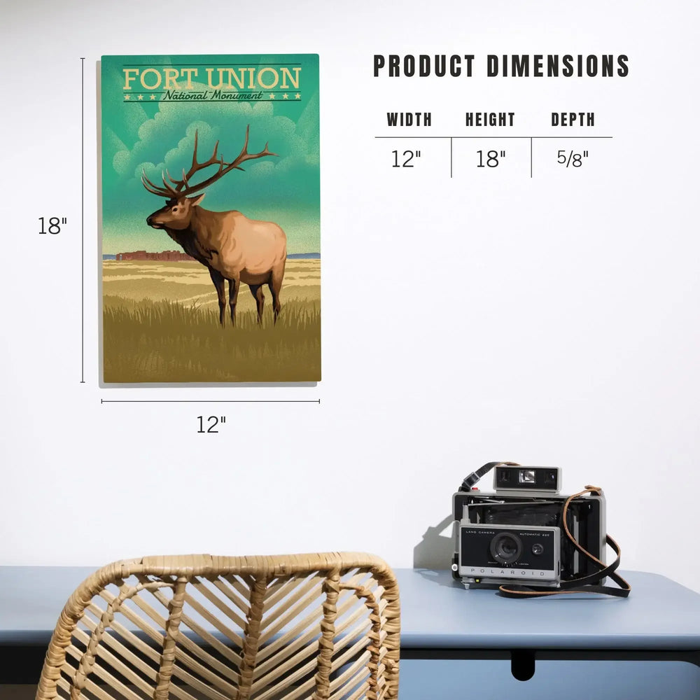 Fort Union, New Mexico, Elk, Lithograph, Lantern Press Artwork, Wood Signs and Postcards - Lantern Press