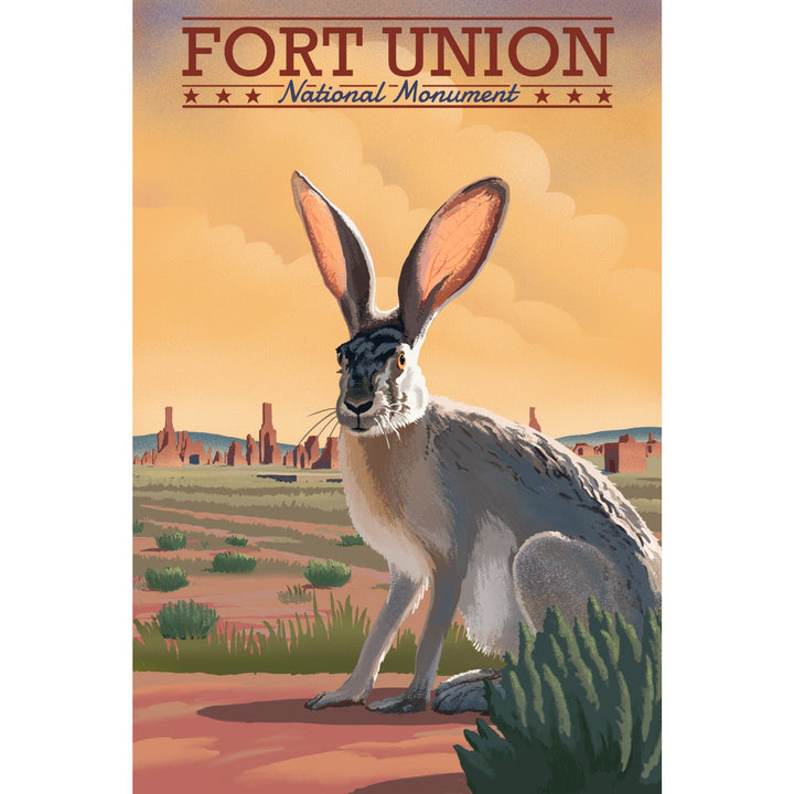 Fort Union, New Mexico, Jackrabbit, Lithograph, Lantern Press Artwork, Stretched Canvas Canvas Lantern Press 