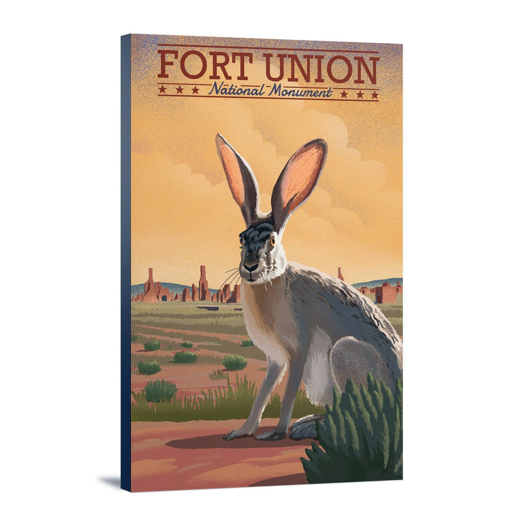 Fort Union, New Mexico, Jackrabbit, Lithograph, Lantern Press Artwork, Stretched Canvas Canvas Lantern Press 