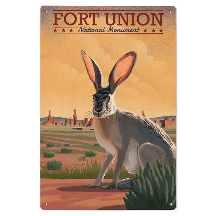 Fort Union, New Mexico, Jackrabbit, Lithograph, Lantern Press Artwork, Wood Signs and Postcards Wood Lantern Press 