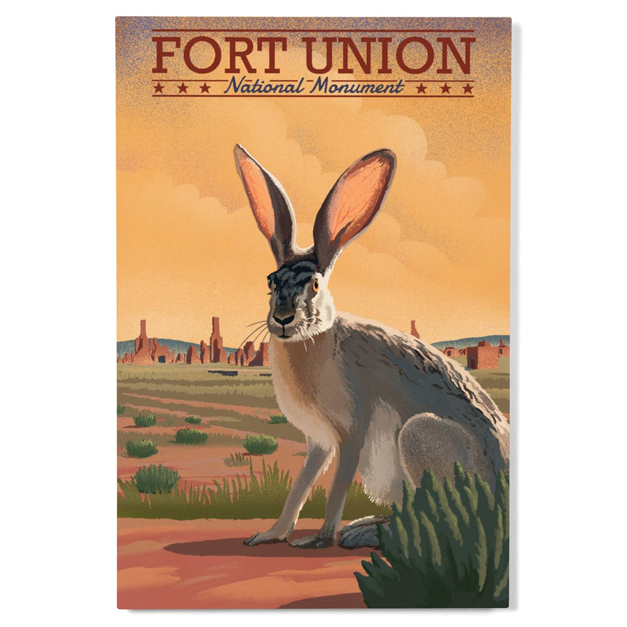 Fort Union, New Mexico, Jackrabbit, Lithograph, Lantern Press Artwork, Wood Signs and Postcards Wood Lantern Press 