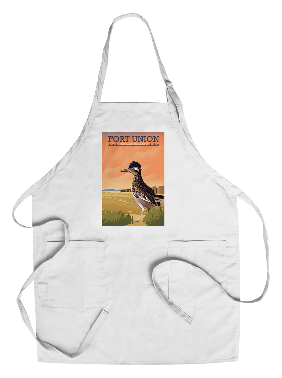 Fort Union, New Mexico, Roadrunner, Lithograph, Lantern Press Artwork, Towels and Aprons Kitchen Lantern Press Chef's Apron 