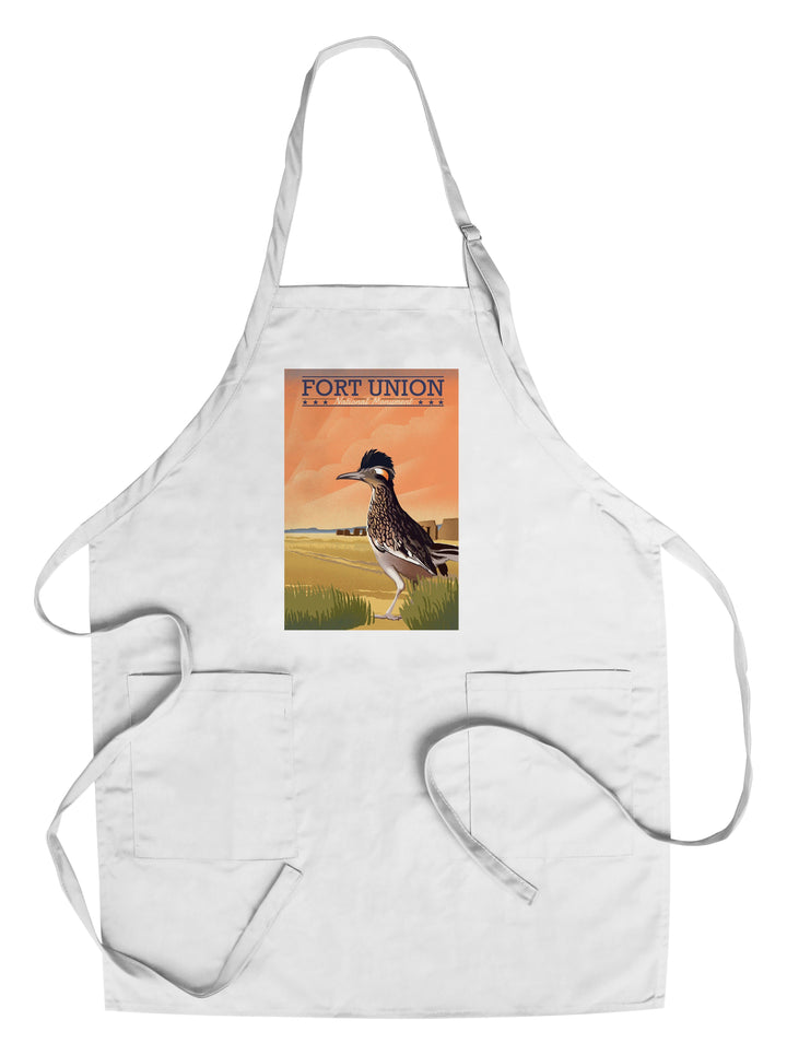 Fort Union, New Mexico, Roadrunner, Lithograph, Lantern Press Artwork, Towels and Aprons Kitchen Lantern Press Chef's Apron 