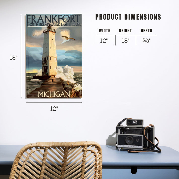 Frankfort Lighthouse, Michigan, Lantern Press Artwork, Wood Signs and Postcards Wood Lantern Press 