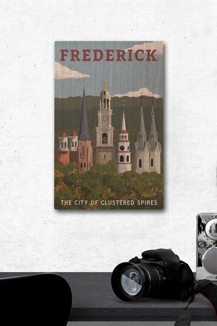 Frederick, Maryland, City of Clustered Spires, Lantern Press Artwork, Wood Signs and Postcards Wood Lantern Press 12 x 18 Wood Gallery Print 