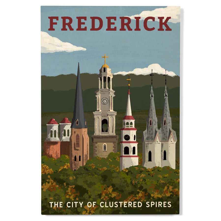 Frederick, Maryland, City of Clustered Spires, Lantern Press Artwork, Wood Signs and Postcards Wood Lantern Press 