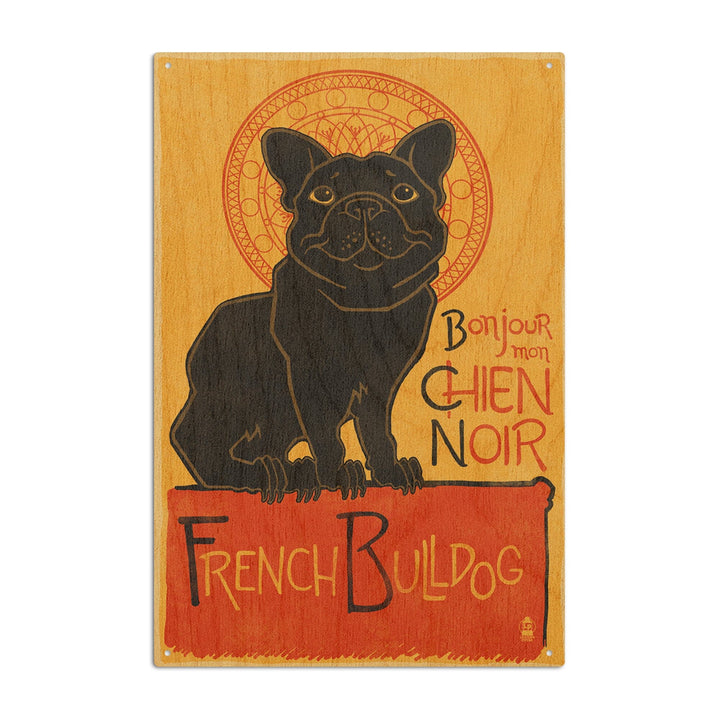 French Bulldog, Retro Chien Noir Ad, Lantern Press Artwork, Wood Signs and Postcards Wood Lantern Press 6x9 Wood Sign 