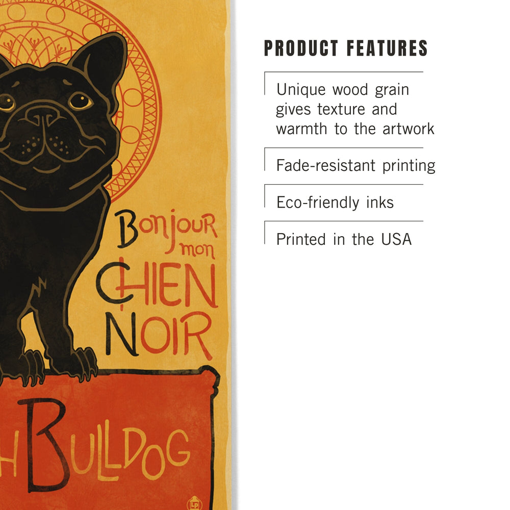 French Bulldog, Retro Chien Noir Ad, Lantern Press Artwork, Wood Signs and Postcards Wood Lantern Press 
