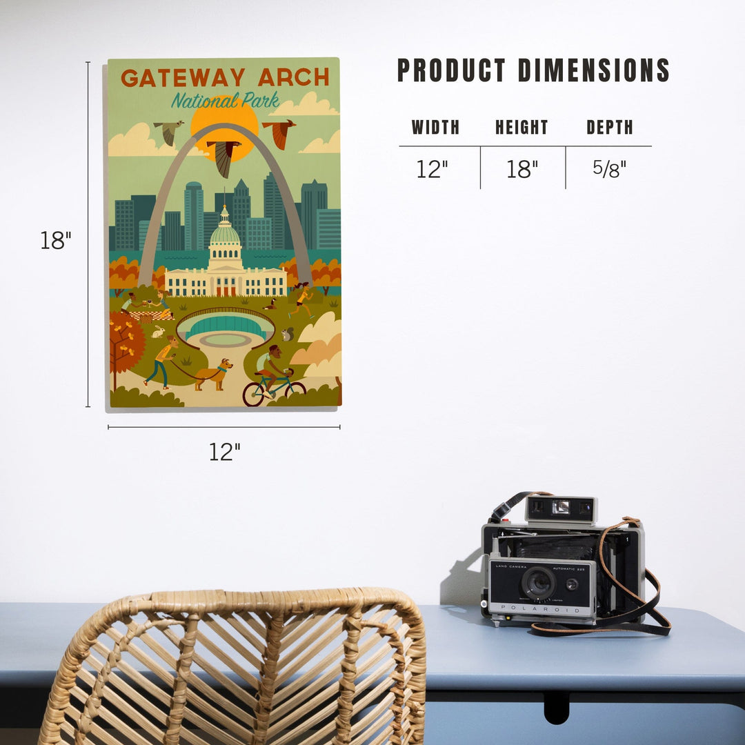 Gateway Arch National Park, Missouri, Geometric National Park Series, Lantern Press Artwork, Wood Signs and Postcards Wood Lantern Press 