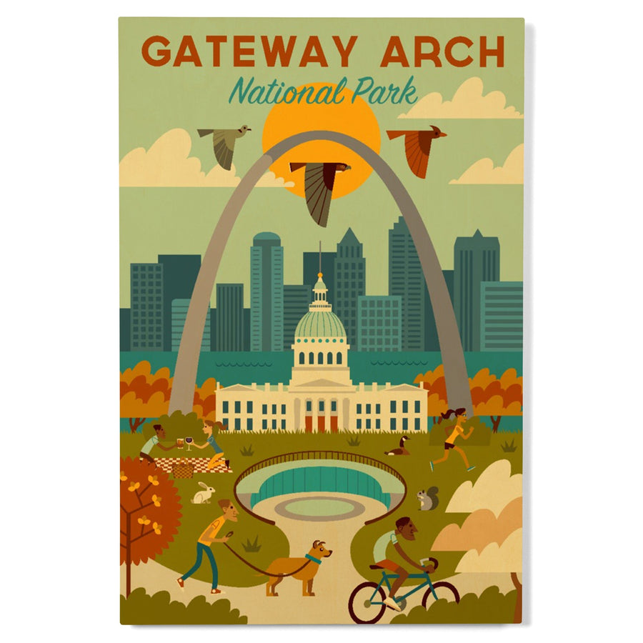 Gateway Arch National Park, Missouri, Geometric National Park Series, Lantern Press Artwork, Wood Signs and Postcards Wood Lantern Press 