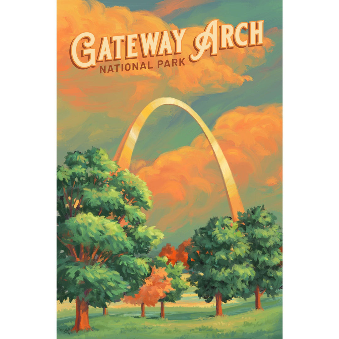 Gateway Arch National Park, Missouri, Oil Painting, Lantern Press Artwork, Stretched Canvas Canvas Lantern Press 