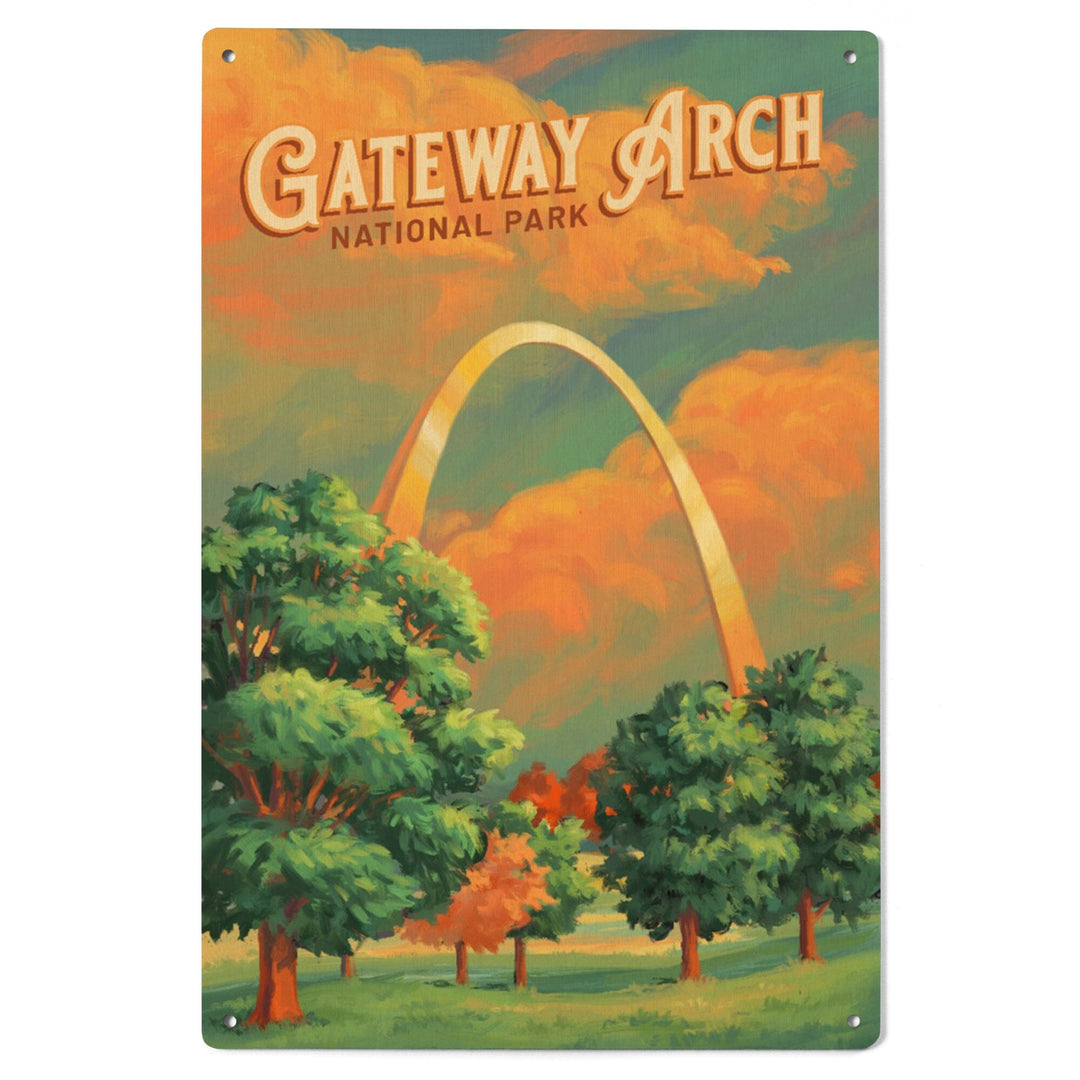 Gateway Arch National Park, Missouri, Oil Painting, Lantern Press Artwork, Wood Signs and Postcards Wood Lantern Press 