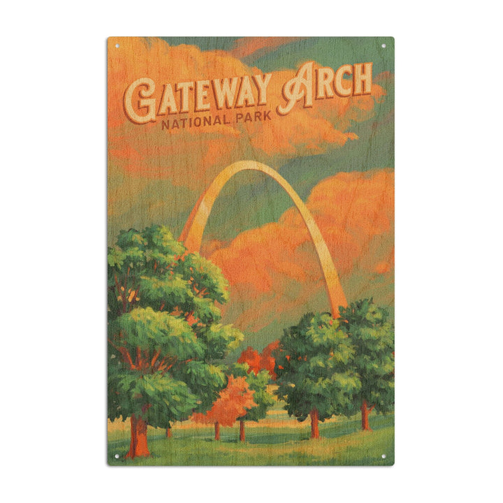 Gateway Arch National Park, Missouri, Oil Painting, Lantern Press Artwork, Wood Signs and Postcards Wood Lantern Press 6x9 Wood Sign 