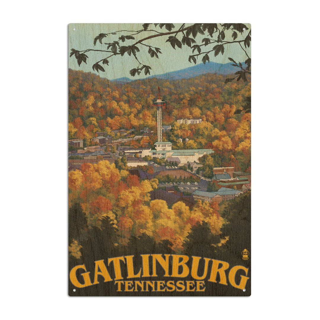Gatlinburg, Tennesseee, Town Scene, Lantern Press Artwork, Wood Signs and Postcards Wood Lantern Press 10 x 15 Wood Sign 