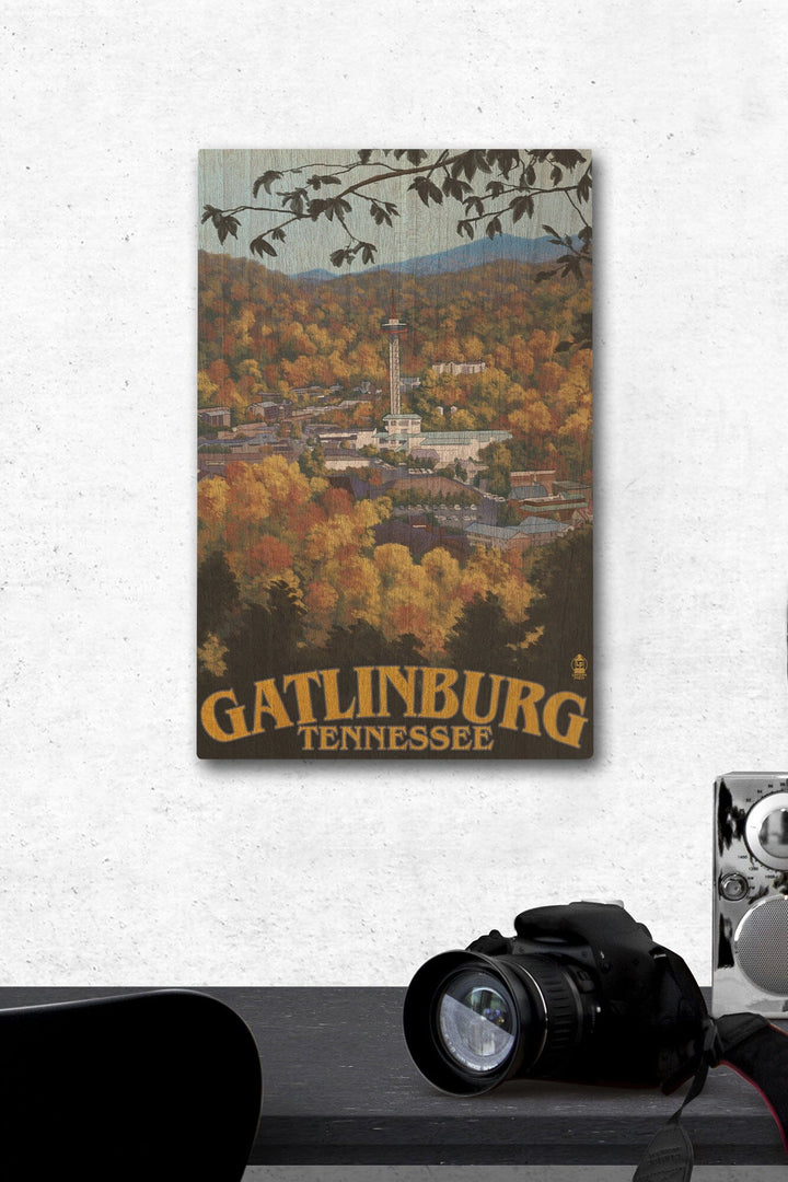 Gatlinburg, Tennesseee, Town Scene, Lantern Press Artwork, Wood Signs and Postcards Wood Lantern Press 12 x 18 Wood Gallery Print 