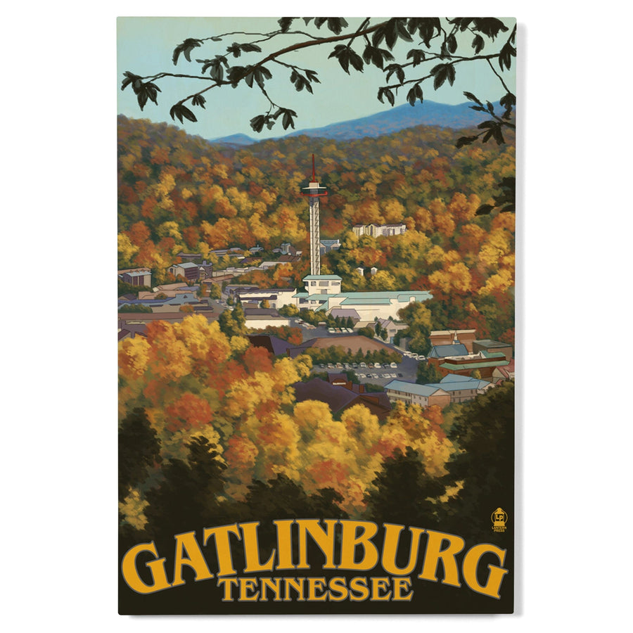 Gatlinburg, Tennesseee, Town Scene, Lantern Press Artwork, Wood Signs and Postcards Wood Lantern Press 