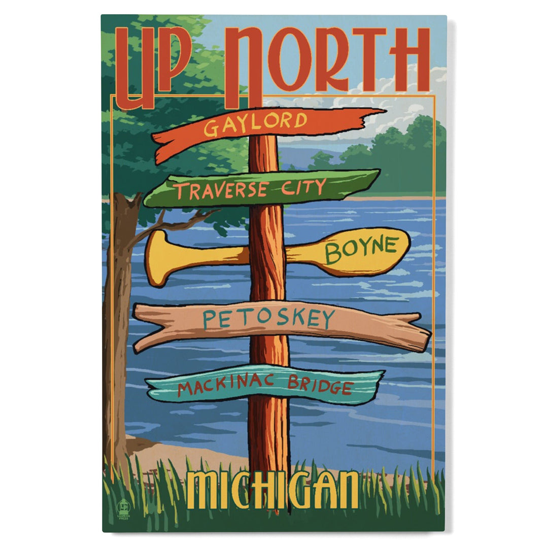 Gaylord, Michigan, Up North, Destinations Sign, Lantern Press Artwork, Wood Signs and Postcards Wood Lantern Press 