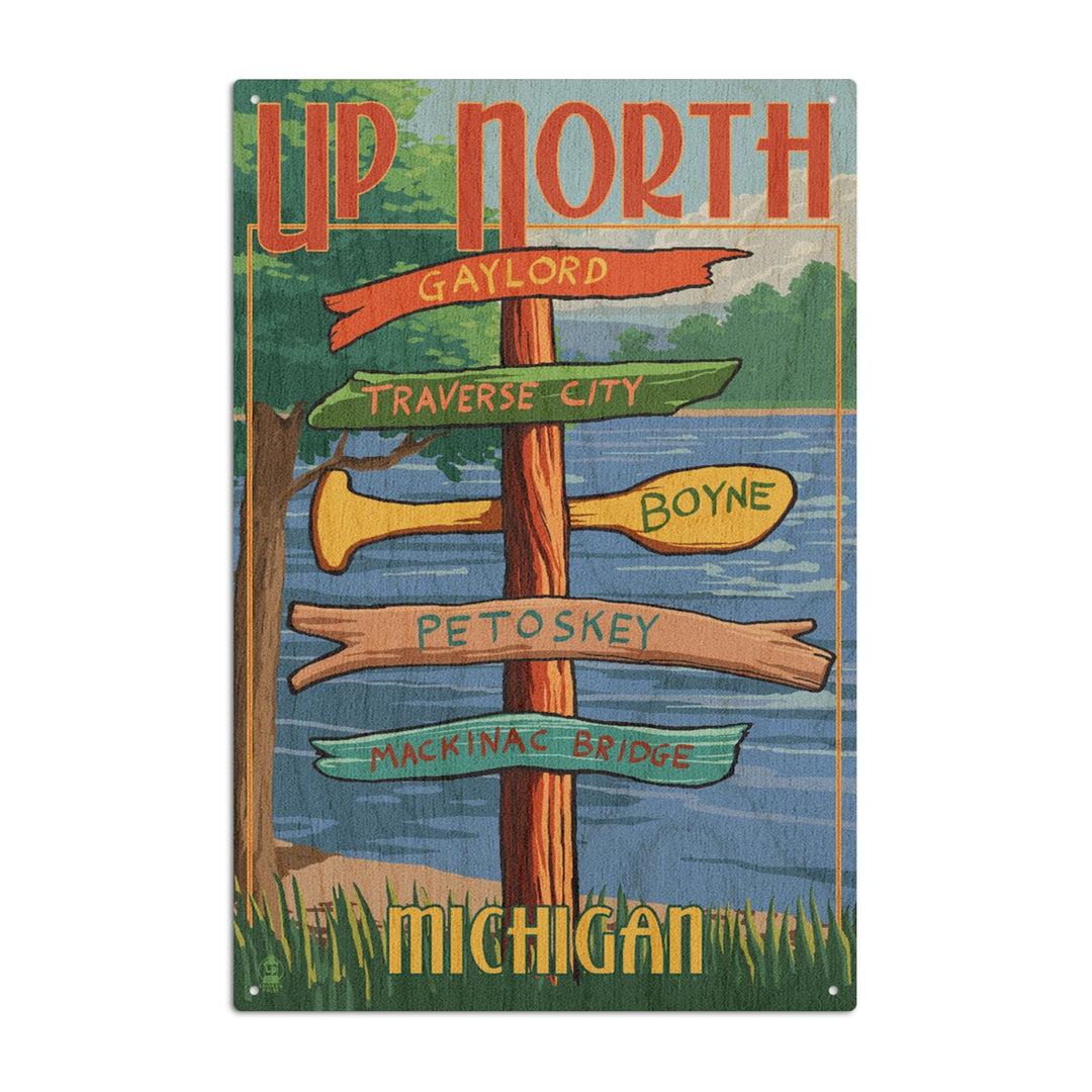 Gaylord, Michigan, Up North, Destinations Sign, Lantern Press Artwork, Wood Signs and Postcards Wood Lantern Press 6x9 Wood Sign 