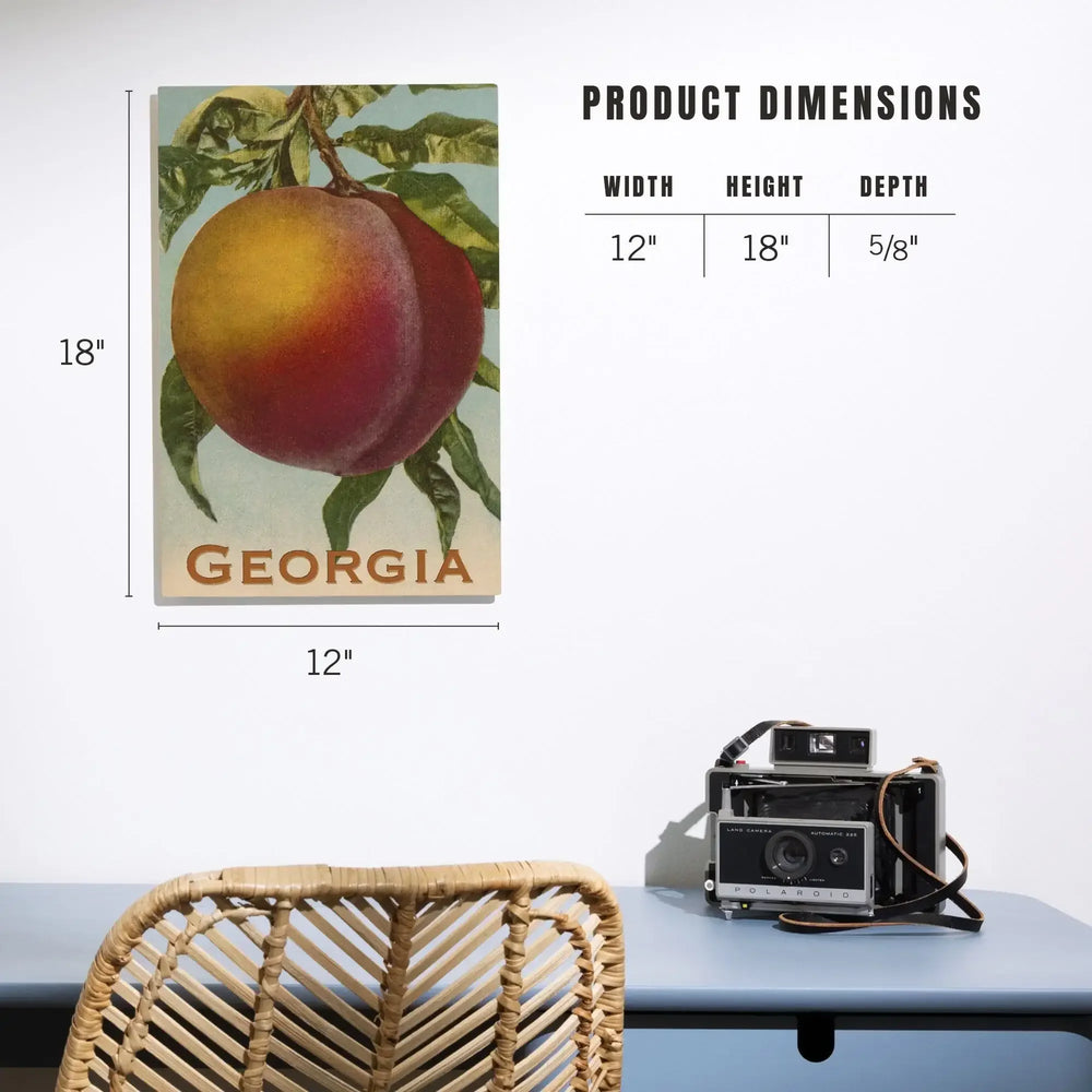 Georgia Peach, Vintage Lithograph, Lantern Press Artwork, Wood Signs and Postcards - Lantern Press