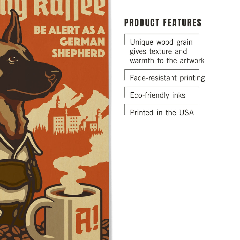 German Shepherd, Retro Coffee Ad, Lantern Press Artwork, Wood Signs and Postcards Wood Lantern Press 