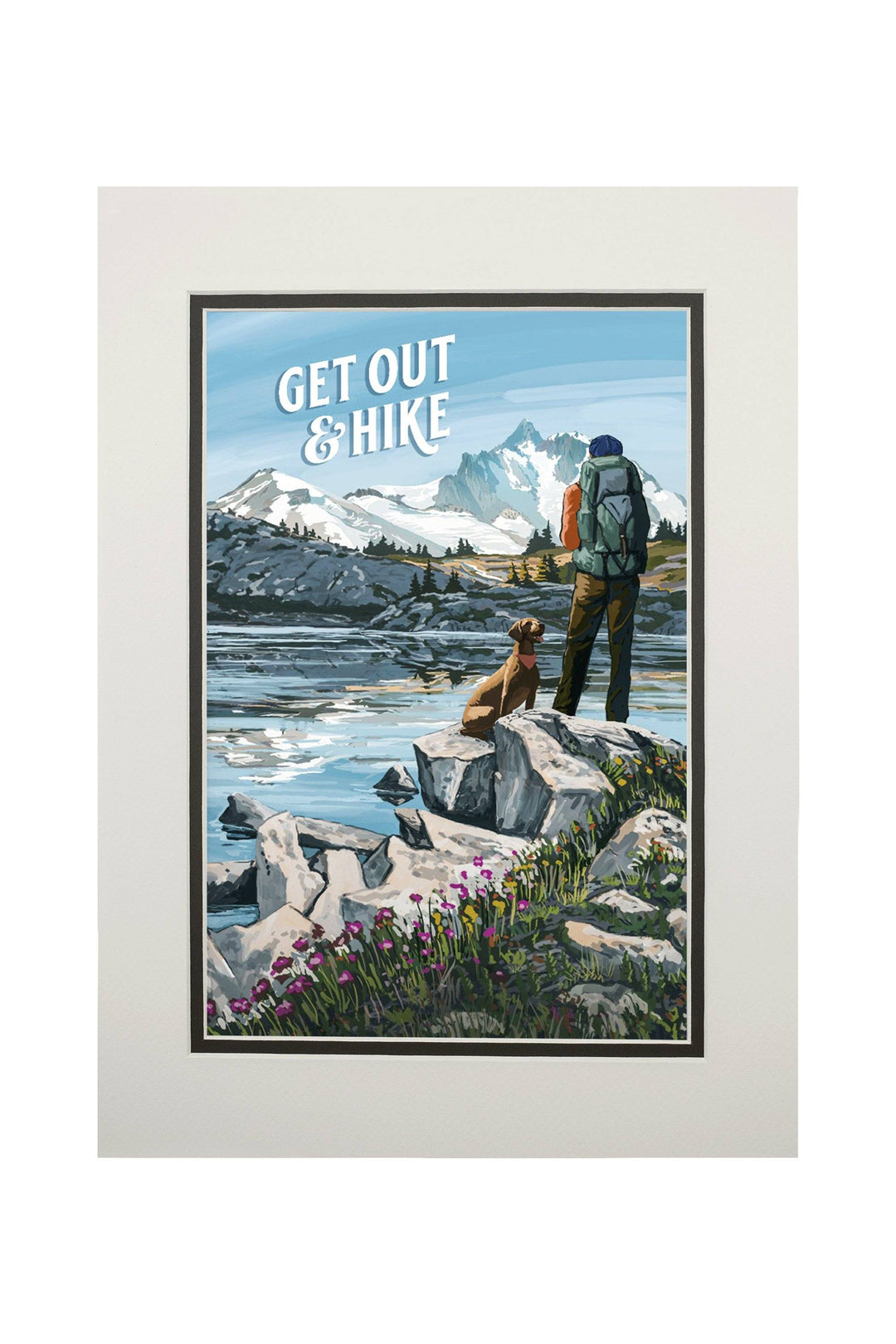 Get Out & Hike, Lantern Press Artwork, Art Prints and Metal Signs Art Lantern Press 11 x 14 Matted Art Print 
