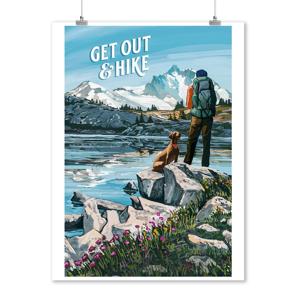 Get Out & Hike, Lantern Press Artwork, Art Prints and Metal Signs Art Lantern Press 12 x 18 Art Print 