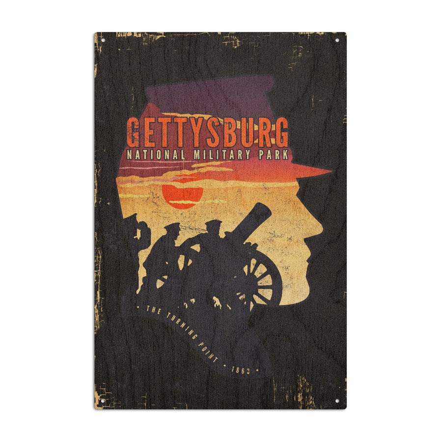 Gettysburg National Military Park, Pennsylvania, Soldiers & Cannons, Contour, Lantern Press Artwork, Wood Signs and Postcards Wood Lantern Press 