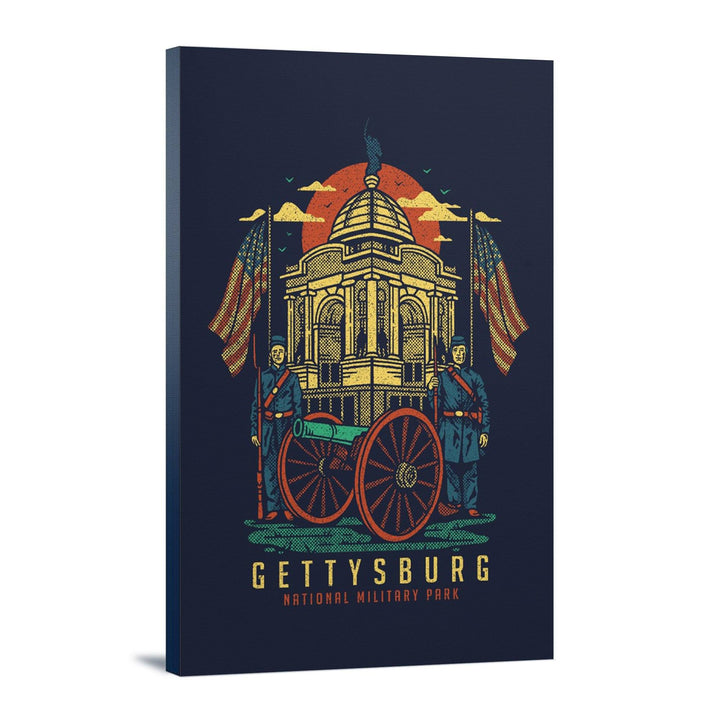 Gettysburg, Pennsylvania, Distressed Vector, Lantern Press Artwork, Stretched Canvas Canvas Lantern Press 