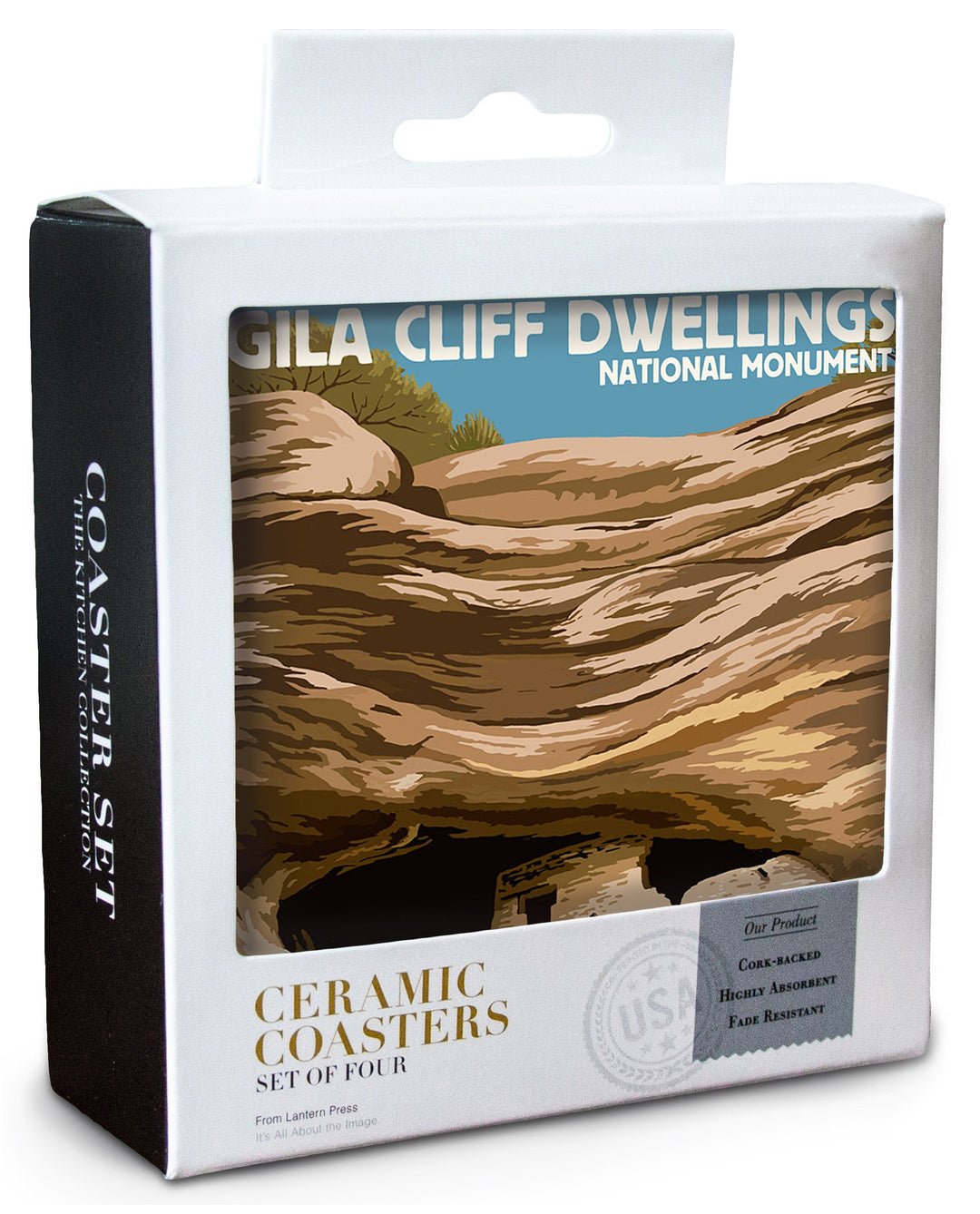 Gila Cliff Dwellings National Monument, New Mexico, Lantern Press Artwork, Coaster Set Coasters Lantern Press 