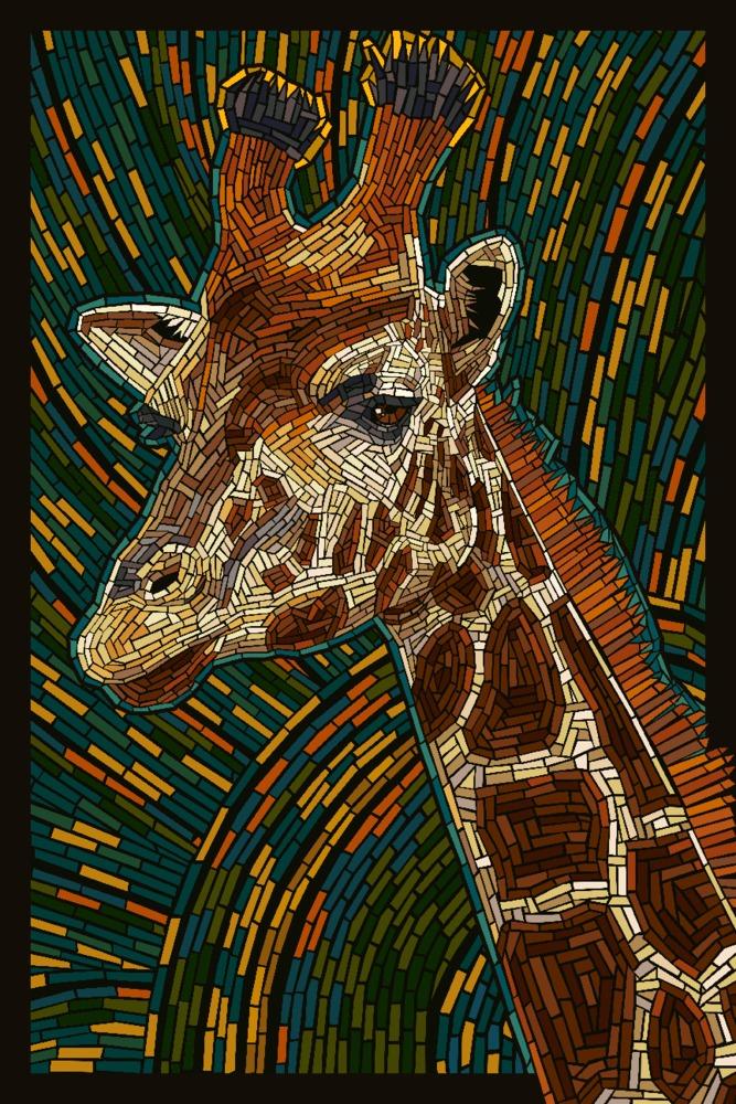 Giraffe, Mosaic, Lantern Press Artwork, Art Prints and Metal Signs Art Lantern Press 12 x 18 Art Print 