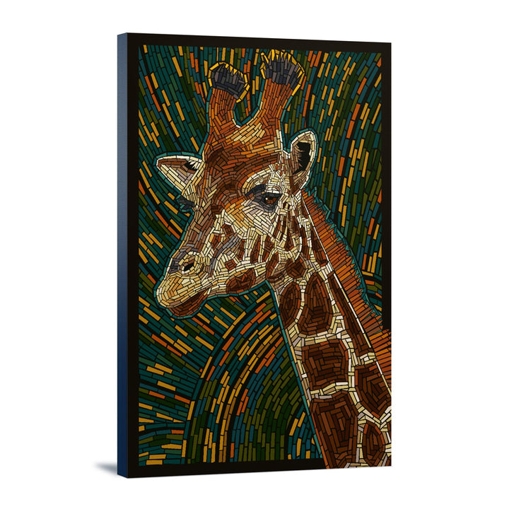 Giraffe, Mosaic, Lantern Press Artwork, Stretched Canvas Canvas Lantern Press 12x18 Stretched Canvas 